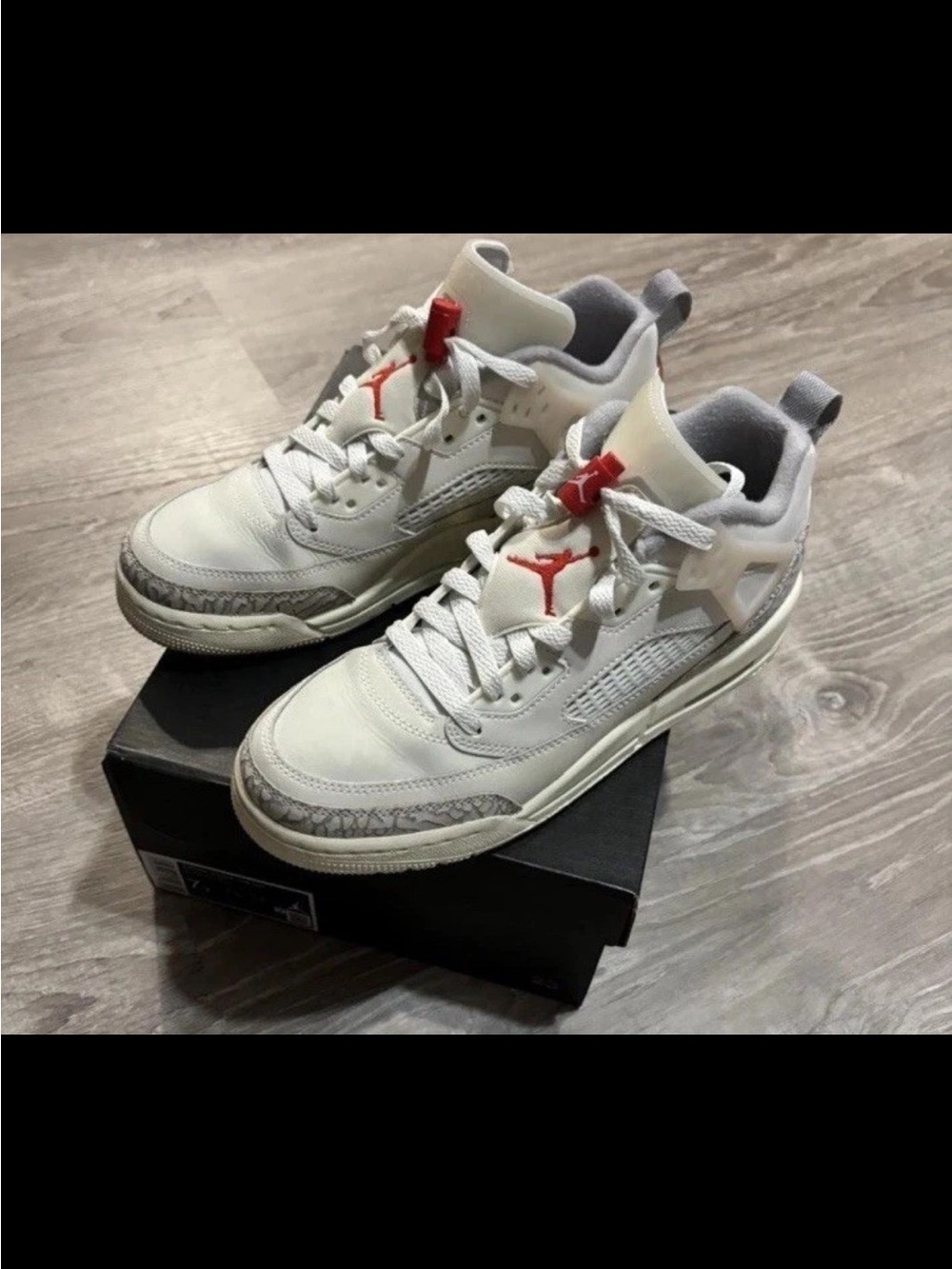 Jordan Kids White and Gray Sneakers with Red Jumpman